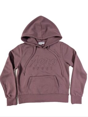 Aeropostale Sport Womens Hoodie Small S Mauve Pink Embossed Logo Pullover Fleece